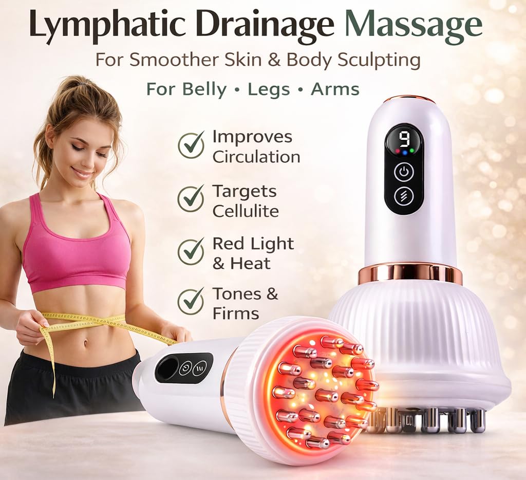Lymphatic Drainage Massager for At-Home Body Care, Sculpting Massage Tool for Legs, Arms, Belly & Back, Helps Reduce Stretch Marks & Cellulite, Smooth Skin & Relax Muscles with Heat, Vibration & Light Nexa Haven buy supplements Au