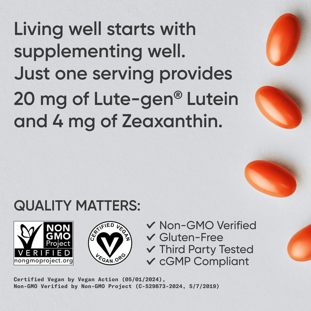 Sports Research® Lutein and Zeaxanthin Capsules - Eye Health Support Supplement Made with Lute-Gen® and Organic Coconut Oil - Vegan Friendly & Non-GMO Verified - 120 Veggie Softgels Sports Research buy supplements Au
