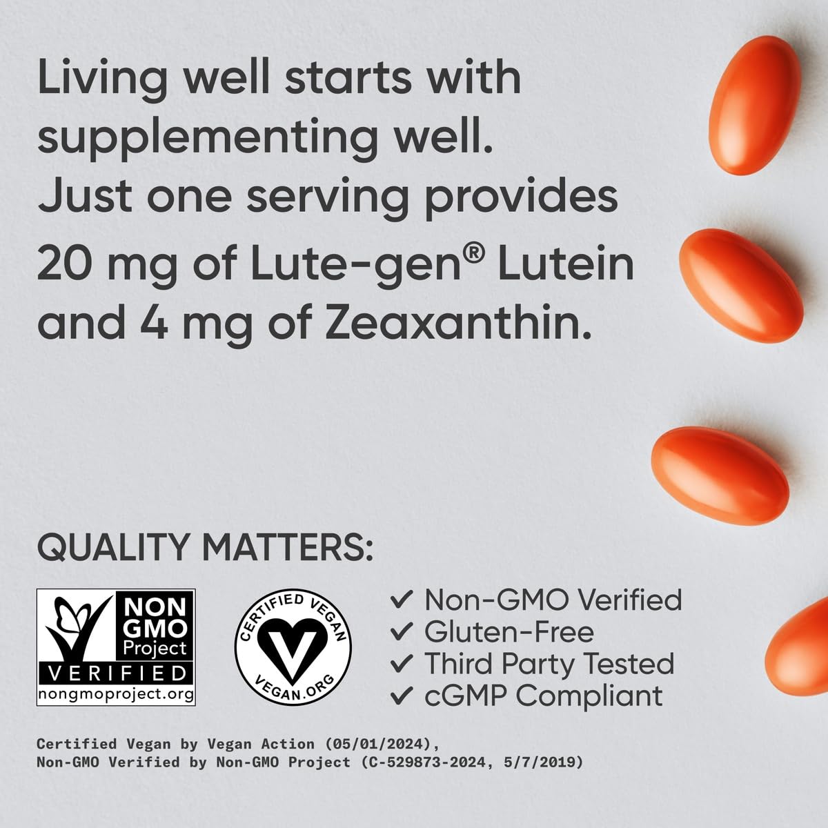 Sports Research® Lutein and Zeaxanthin Capsules - Eye Health Support Supplement Made with Lute-Gen® and Organic Coconut Oil - Vegan Friendly & Non-GMO Verified - 120 Veggie Softgels Sports Research buy supplements Au