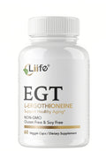 Supplement bottle labeled 'EGT' with Liife branding on a white background