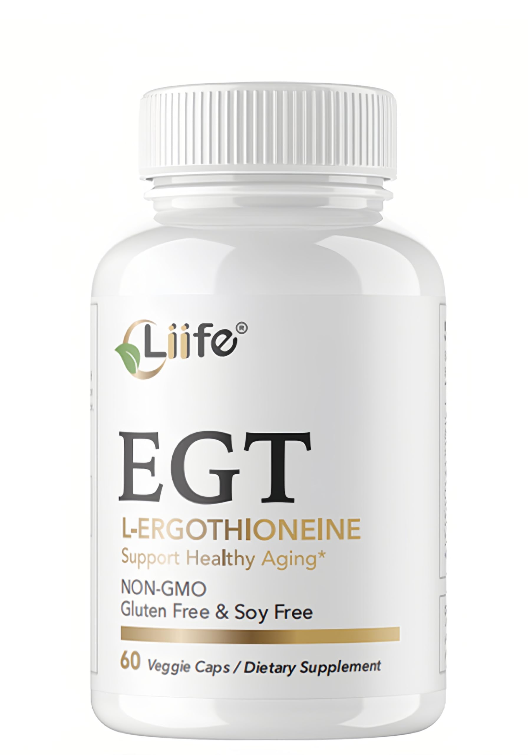 Supplement bottle labeled 'EGT' with Liife branding on a white background