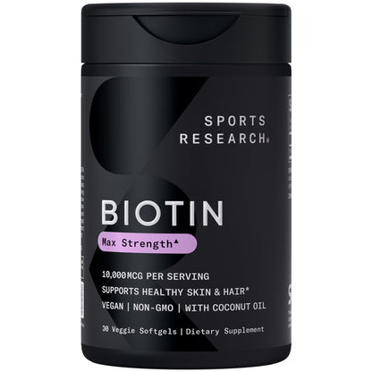 Sports Research® Healthy Hair Essentials - Biotin 10,000mcg with Organic Coconut Oil Vitamin B7 for Healthy Skin and Hair Support + Multi Collagen Pills Peptides with Hyaluronic Acid & Vitamin C Sports Research buy supplements Au