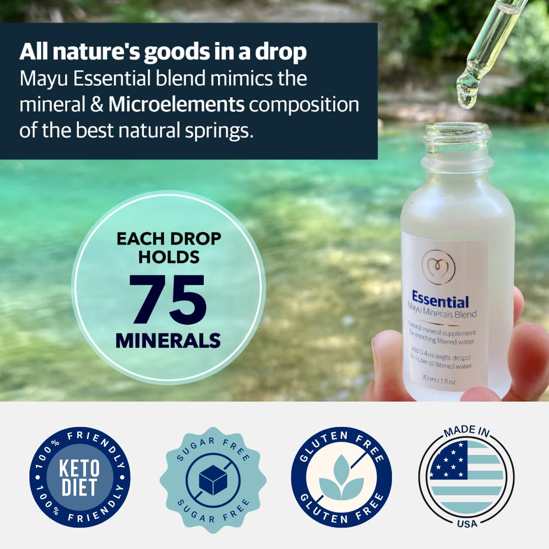 MAYU Trace Mineral Drops - 3 Bottles - 80+ Full-Spectrum Ionic Minerals for Water - Great-Tasting Mineral Supplement for Hydration - Magnesium, Potassium & Zinc - No Additives - 90 Servings mayu buy supplements Au