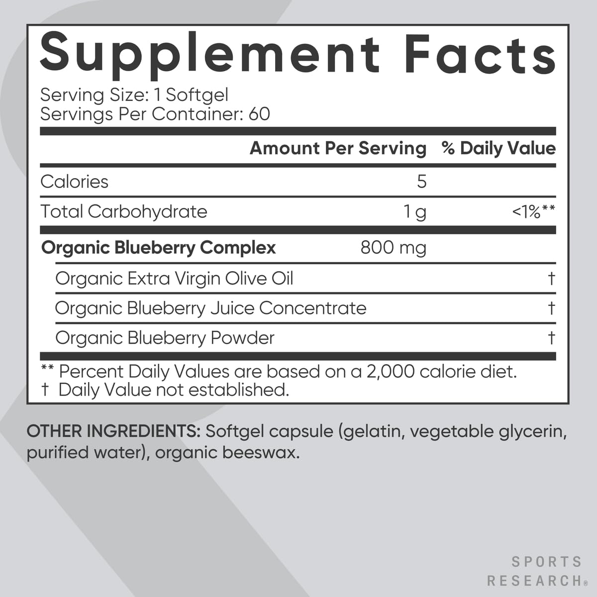 Sports Research Blueberry Capsules - Made from Organic Blueberries with Organic Extra Virgin Olive Oil - Non-GMO & Gluten Free - 60 Liquid Softgels Sports Research buy supplements Au