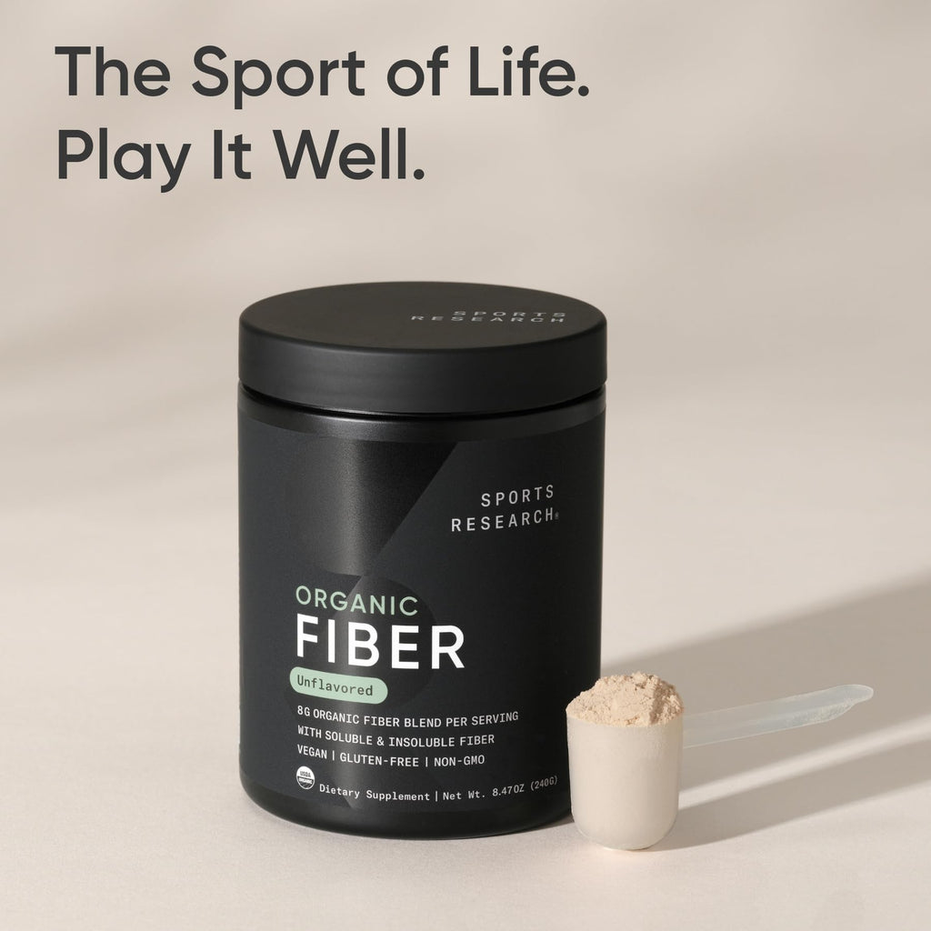 Sports Research® Organic Fiber Unflavored – Organic Fiber Powder - Daily Psyllium Husk and Prebiotic Agave Inulin, Helps Maintain Regularity* with Soluble & Insoluble Fiber - Easy to Mix, 30 Servings Sports Research buy supplements Au