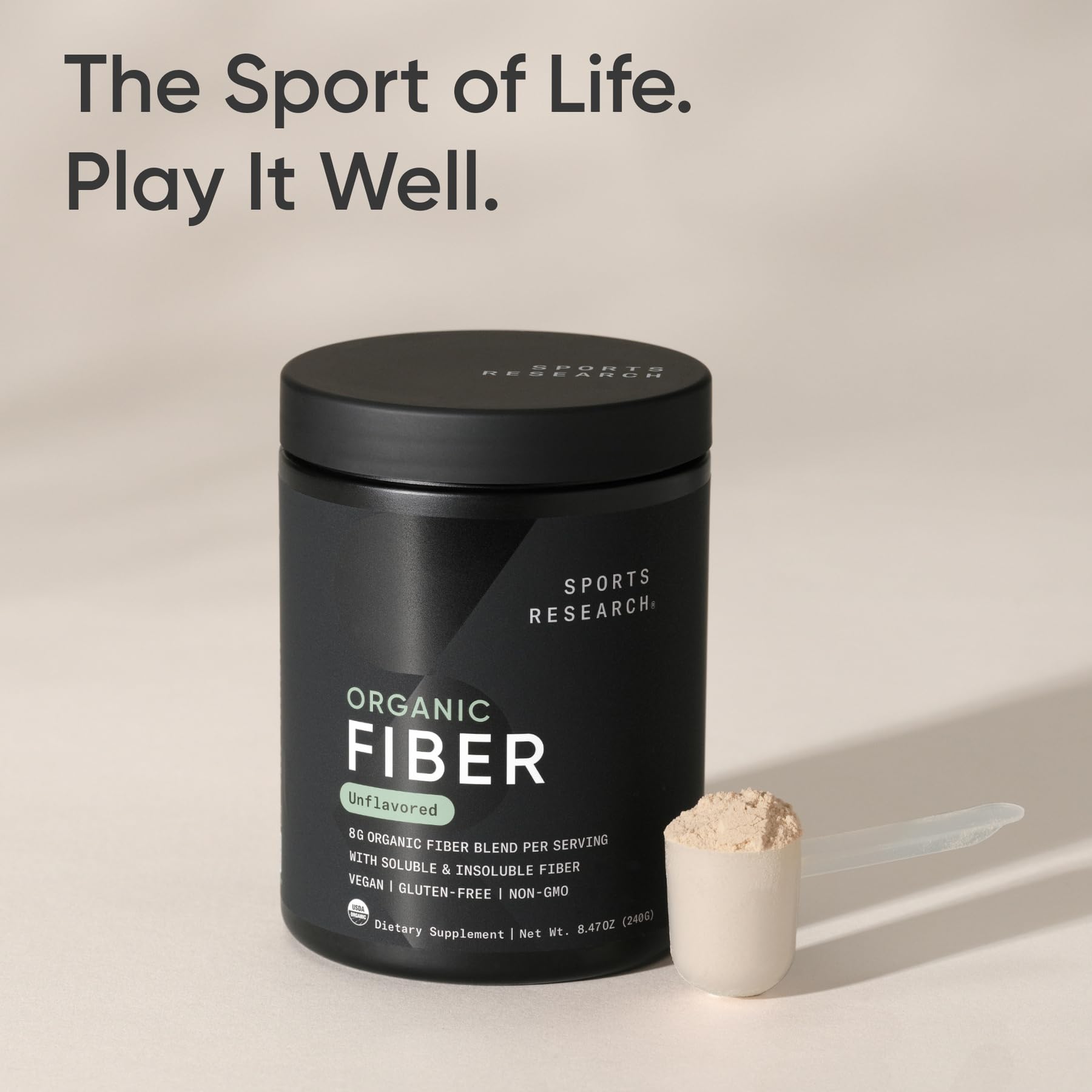 Sports Research® Organic Fiber Unflavored – Organic Fiber Powder - Daily Psyllium Husk and Prebiotic Agave Inulin, Helps Maintain Regularity* with Soluble & Insoluble Fiber - Easy to Mix, 30 Servings Sports Research buy supplements Au