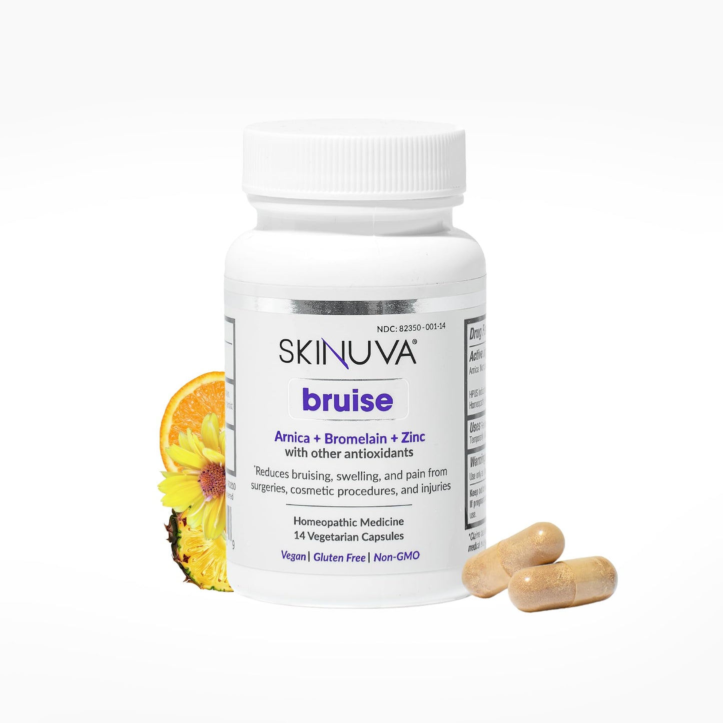 Skinuva® Bruise - Supplement for Bruising and Swelling - A Homeopathic Bruise Remedy Formulated with Arnica, Bromelain & Zinc - 14 Capsules (7-Day Treatment) SkinuvaBuy Supplements Australia