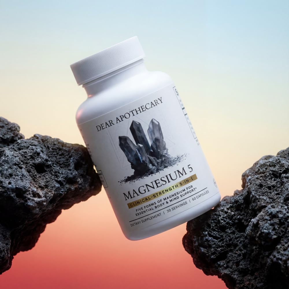 Magnesium Complex Supplement - 5 Forms Citrate Glycinate Malate Oxide Aquamin - Multi Magnesium Blend - High Absorption Chelated - Essential Mineral - Non-GMO Gluten-Free - 60 Capsules Dear Apothecary buy supplements Au