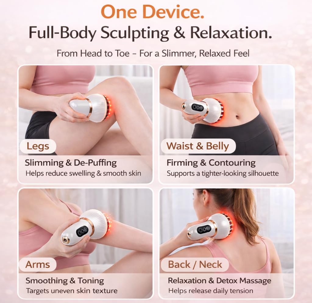 Lymphatic Drainage Massager for At-Home Body Care, Sculpting Massage Tool for Legs, Arms, Belly & Back, Helps Reduce Stretch Marks & Cellulite, Smooth Skin & Relax Muscles with Heat, Vibration & Light Nexa Haven buy supplements Au