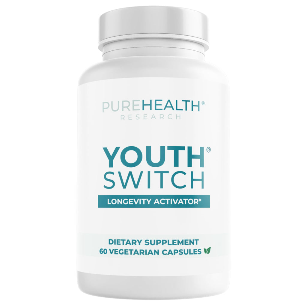 PUREHEALTH RESEARCH Youth Switch - Anti Aging Supplement for Women & Men - Longevity Mix for Healthy Aging - with Ashwagandha, Cat's Claw Extract, Astragalus Root, L-Lysine HCL & More - 60 Capsules PUREHEALTH RESEARCHBuy Supplements Australia