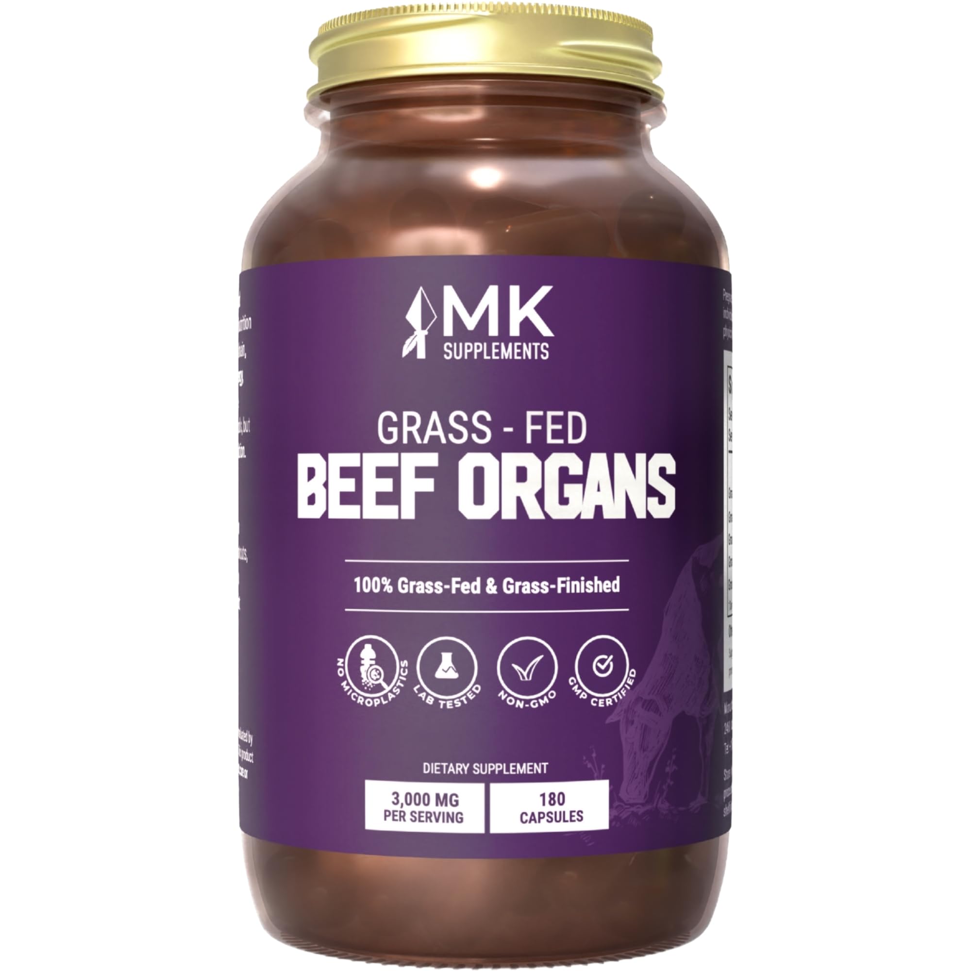 MK Supplements Grass-Fed Beef Organs Capsules | 5 Organs in Nature-Identical Ratios | B12, Copper & Heme Iron | Regeneratively Raised | 150 Capsules MK SupplementsBuy Supplements Australia