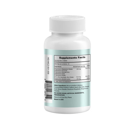 Heivy Magnesium Complex, Magnesium Glycinate, Citrate, Malate, Oxide, Gluconate with Zinc and Vitamin D3, Magnesium Supplement for Muscle, Nerve, Heart, Bone Support, High Absorption, 90 Tablets Heivy buy supplements Au