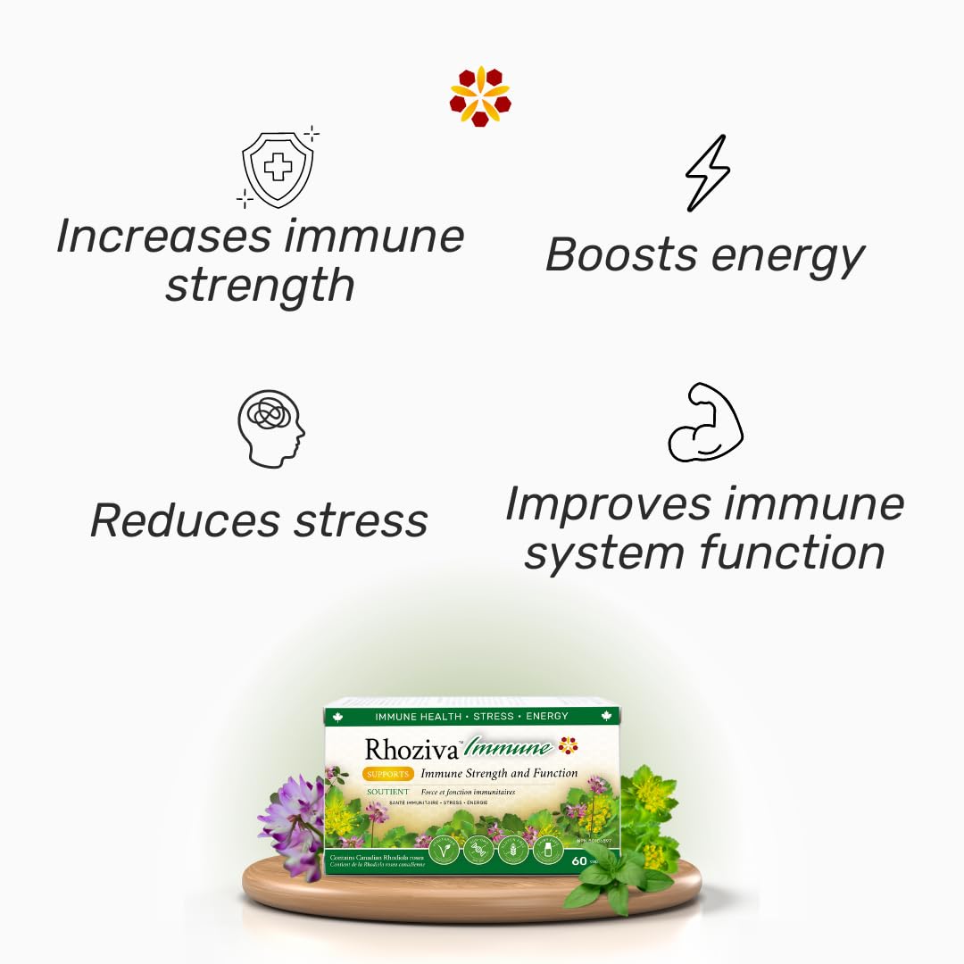 Immune Support, Energy Booster with Vitamin C, D3 and Zinc Supplement, Rhodiola Rosea, Reishi Mushroom Extract, Astragalus, Overall Wellness and Daily Habit - 60 Capsules Rhoziva buy supplements Au