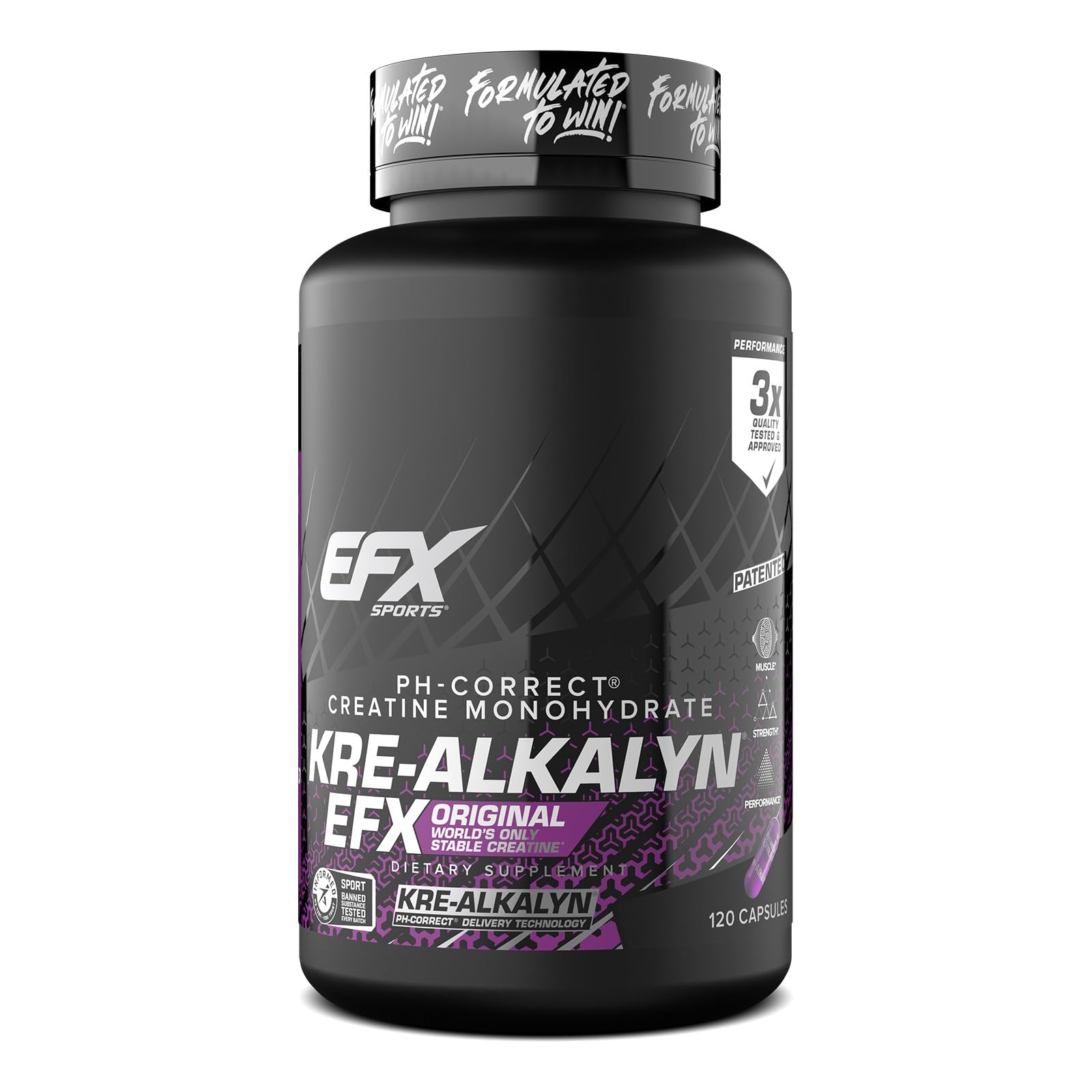 EFX Sports Kre-Alkalyn EFX | pH Correct Creatine Monohydrate Pill Supplement | Strength, Muscle Growth & Performance
