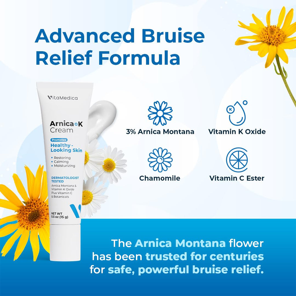 VitaMedica Arnica + Vitamin K Bruise Recovery Cream for Face & Under-Eye, Sensitive-Skin Formula, Post-Procedure Support, 0.5 oz VitaMedicaBuy Supplements Australia