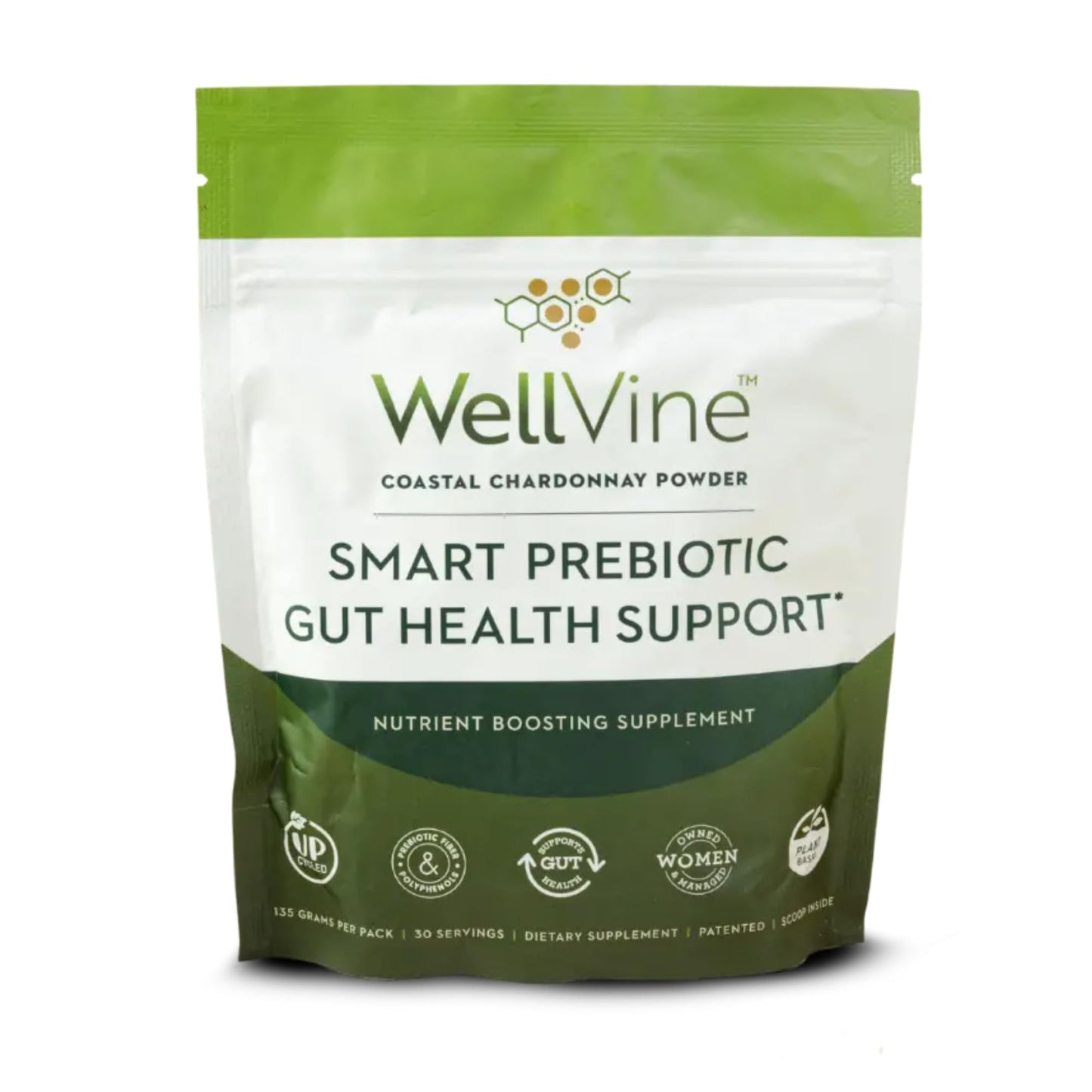 WellVine Premium Smart Prebiotic Gut Health Supplement Powder for Men & Women | Digestive Support & Gut Health With 100% Upcycled Chardonnay Grapes | Plant-Based