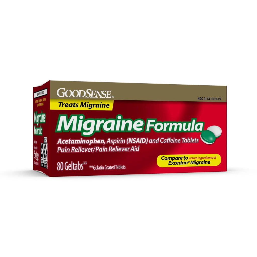 GoodSense Migraine Relief Geltabs, Acetaminophen, Aspirin (NSAID) and Caffeine, 80 Count GoodSenseBuy Supplements Australia