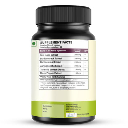 SETNUTRA Well From Within Sea Moss 6 in 1 Super Blend Ashwagandha Burdock Turmeric & Bladderwrack Immunity & Detox Support 60 Veg Capsules Non GMO No Gluten SETNUTRA Well From Within buy supplements Au