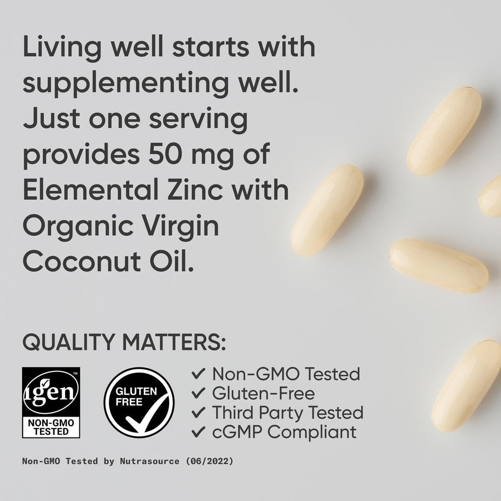 Sports Research High Potency Zinc Picolinate 50mg with Organic Coconut Oil | Highly Absorbable Zinc Supplement for Healthy Immune & Enzyme Function - Non-GMO Tested & Gluten-Free (120 Liquid Softgels) Sports Research buy supplements Au