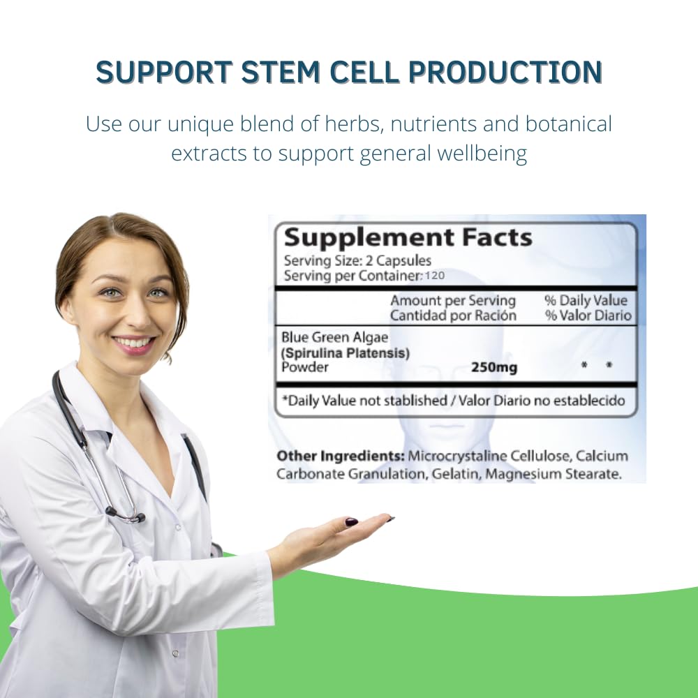 Bioxtron Natural AFA Stem Cell Supplement - Joint Support & Muscle Pain - Immune System Support - Natural Blue Green Algae Spirulina - 120 Caps BioxtronBuy Supplements Australia