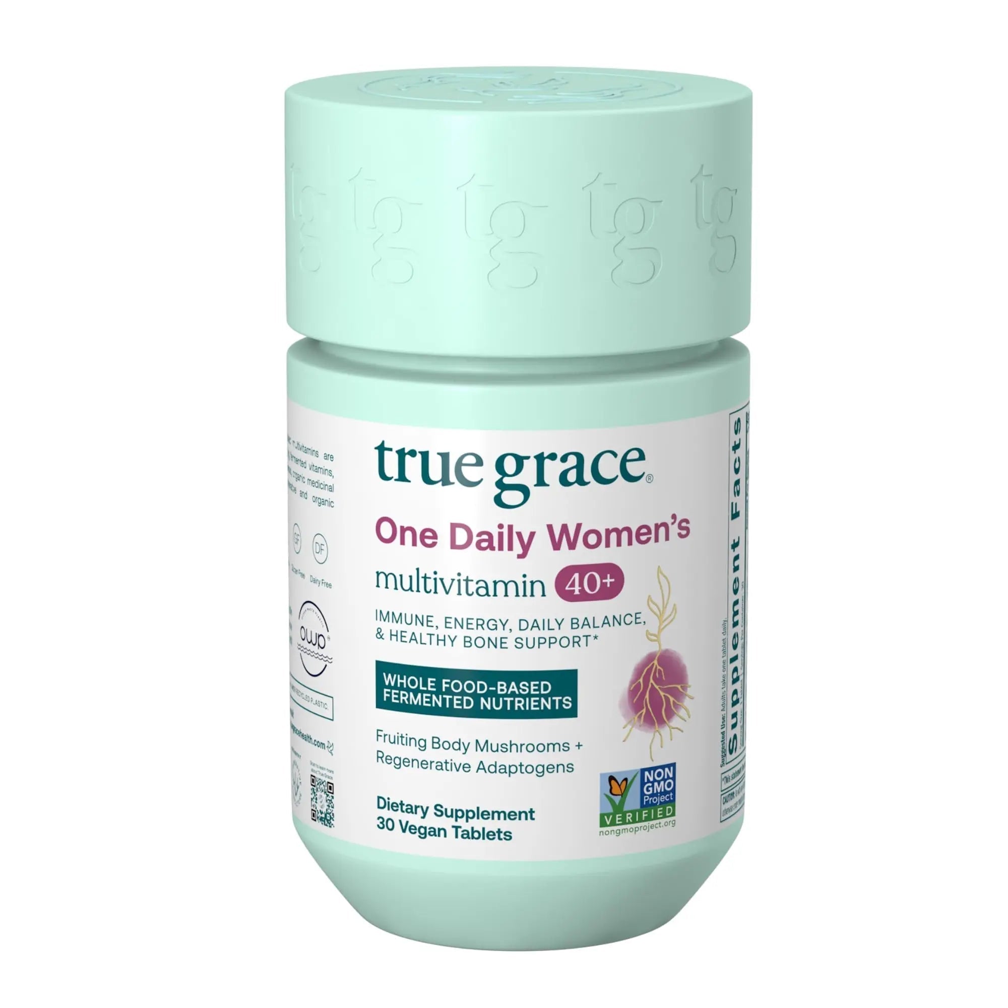 True Grace One Daily Women’s Multivitamin 40+ Fermented Minerals, Organic Adaptogens & Mushrooms Energy, Immune, Bone Support True Grace
