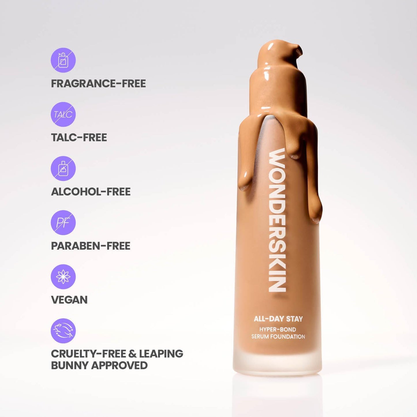 Wonderskin Hyper Bond All-Day Stay Serum Foundation – Waterproof, Transfer-Proof, 24HR Longwear Face Makeup with Niacinamide & Hyaluronic Acid – Lightweight, Natural Finish (Moonstone) WonderskinBuy Supplements Australia