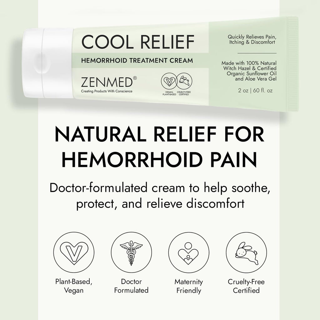 ZENMED Cool Relief - 2 oz Natural Herbal Cream with Organic Ingredients of Hemorrhoids Formula ZENMEDBuy Supplements Australia