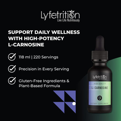 Lyfetrition L-Carnosine Liquid Supplement 118 ml, 4 FL Oz Liquid, 220 Servings, Made in USA, Quick Absorption, Potent Ingredients, Non-GMO Lyfetrition buy supplements Au