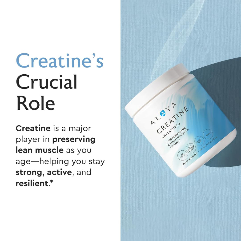 Alaya Naturals Micronized Creatine Monohydrate Powder – Pure Performance Fuel for Strength, Mental Focus, Vegan, Non-GMO, Easily Mixable & Flavorless - 5 g