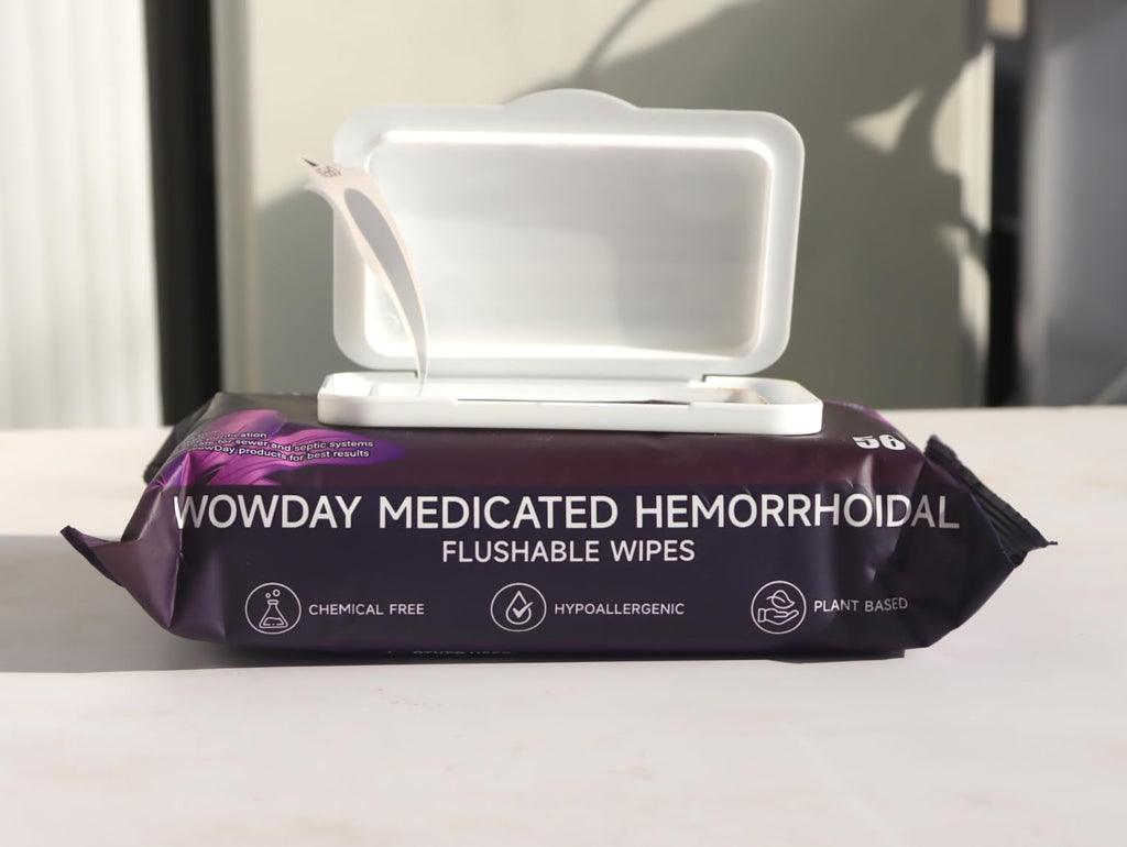 Wowday Flushable Hemorrhoid Wipes | Maximum Strength Witch Hazel Wipes | 56 Count Fragrance Free Adult Hemorrhoids Medicated Witch Hazels Wipe for Butt Hemorrhoidal Itch WowDayBuy Supplements Australia