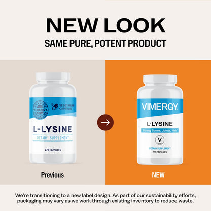 Vimergy L-Lysine – Promotes Healthy Skin, Hair & Nails* – Supports Healthy Metabolism* – Vegan, Non-GMO & Gluten-Free – 270 Capsules