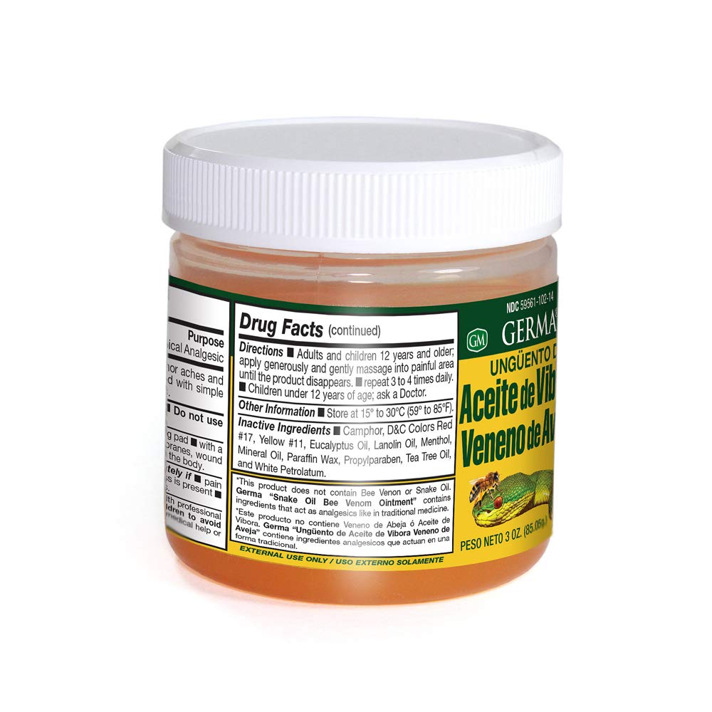 Aceite de Vibora con Veneno de Aveja 3 oz. GermaBuy Supplements Australia
