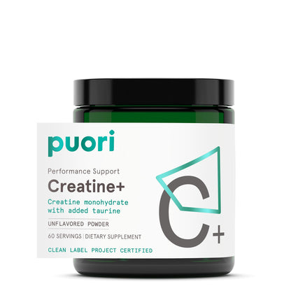 Puori Creatine Monohydrate Powder with Taurine - Unflavored Creatine Powder, Pre-Workout Supplement for Men & Women - Muscle Builder, Enhanced Workout