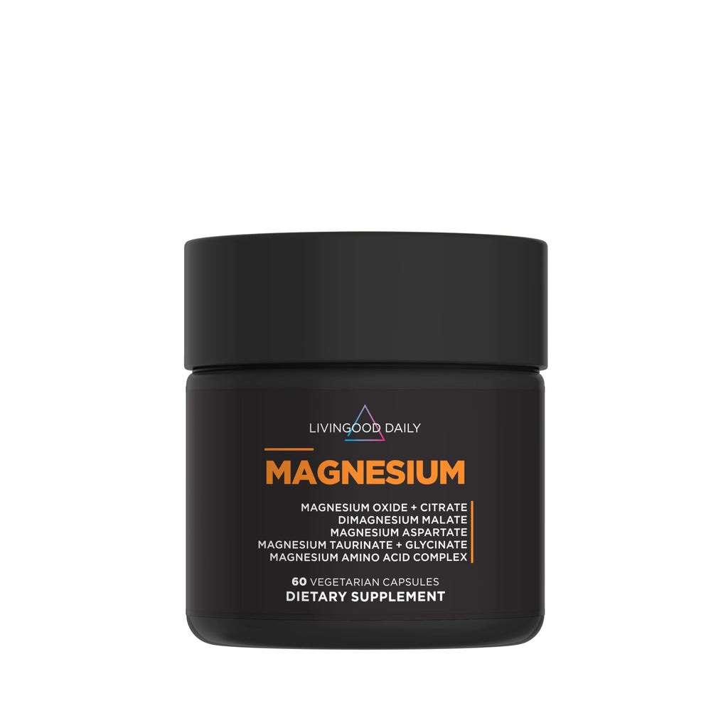 Livingood Daily Magnesium Supplement with Magnesium Glycinate, Citrate, Malate, Oxide, Aspartate, Amino Acid Complex and Chicory Root for Heart Health