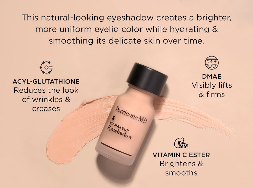 Perricone MD No Makeup Liquid Eyeshadow - Hydrating Serum Texture - Crease-Proof Anti-Aging with Vitamin C - Smooths & Brightens Eyelids - Long-Wearing Satin Finish for All Ages, Shade 2, 0.3 fl oz Perricone MDBuy Supplements Australia
