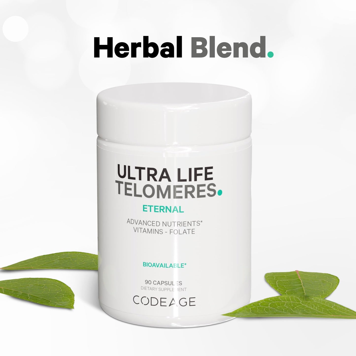 Codeage Ultra Life Telomeres Supplement - 5 MTHF Folate Vitamin B9, Vitamin B12 Methylcobalamin, Vitamin D3, L-Theanine, Ashwagandha - 3-Month Supply - DNA, Methylation Cycle - Non-GMO - 90 Capsules CodeageBuy Supplements Australia