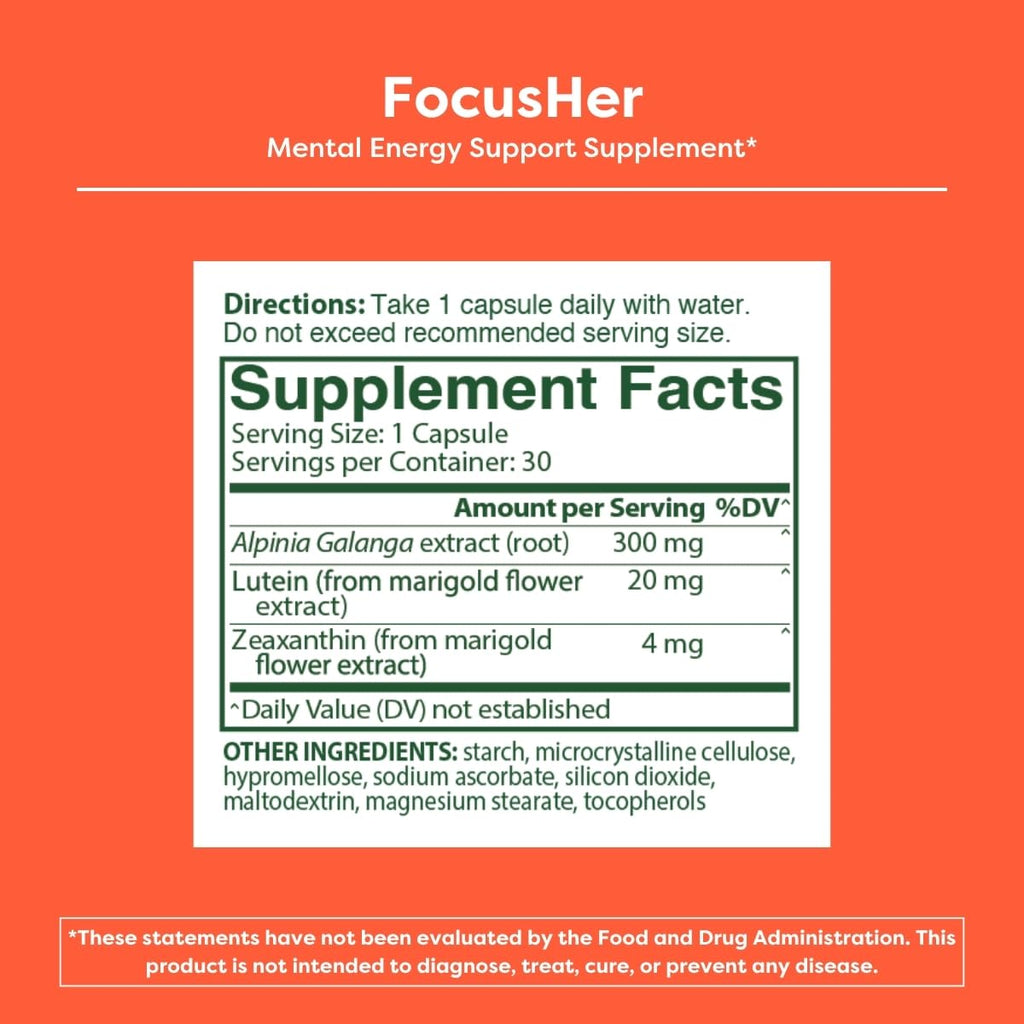 MENOLABS® FocusHer™ Mental Energy Support Supplement – Caffeine-Free Focus, Concentration & Memory – enXtra® & Lutemax 2020® – Menopause, Brain & Eye Health – 30 Capsules, 30-Day Supply MENOLABS buy supplements Au