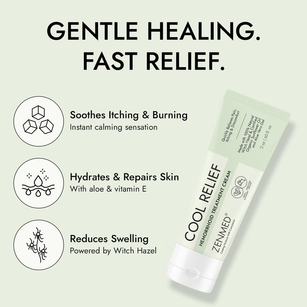 ZENMED Cool Relief - 2 oz Natural Herbal Cream with Organic Ingredients of Hemorrhoids Formula ZENMEDBuy Supplements Australia