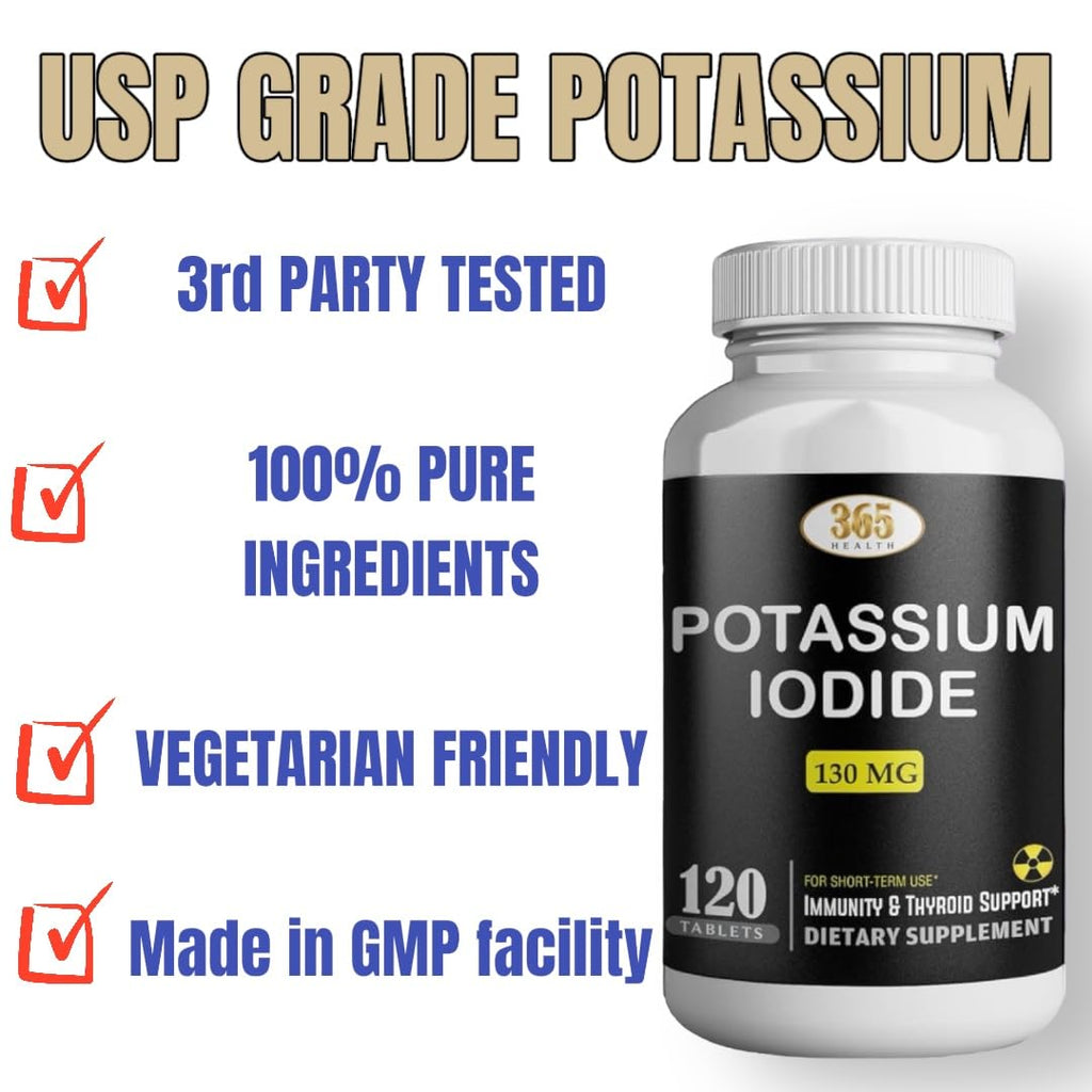 Potassium Iodide130 mg - KI Tablets- Potassium130 mg - USA Made Potassium Iodine Pills YODO Naciente