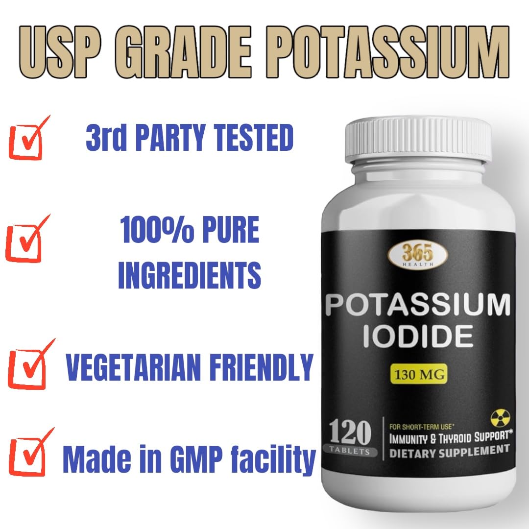 Potassium Iodide130 mg - KI Tablets- Potassium130 mg - USA Made Potassium Iodine Pills YODO Naciente