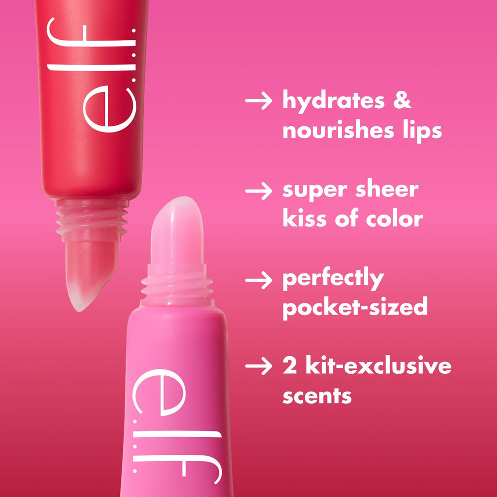 e.l.f. Squeeze Me More Lip Balm Duo, Moisturizing Balm For A Sheer Tint Of Color, Made With Hyaluronic Acid, Vegan & Cruelty-Free, Cherry & Bubblegum e.l.f.Buy Supplements Australia
