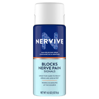 Nervive Pain Relieving Spray, Lidocaine Spray, Nervive Pain Relief, Lidocaine Topical, Foot Pain, Leg Pain, Hand Pain, Max Strength Formula, for Hard to Reach Areas, 4.5oz NerviveBuy Supplements Australia