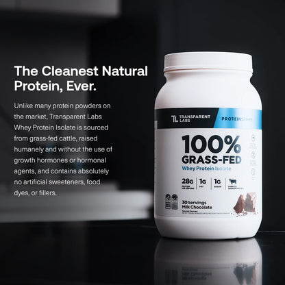 Transparent Labs Grass-Fed Whey Protein Isolate - Natural Flavor, Gluten Free Whey Protein Powder w/ 28g of Protein per Serving