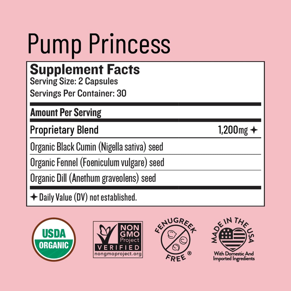 Legendairy Milk Pump Princess Lactation Supplement - Breastfeeding Supplements for Milk Supply Increase and Milkflow - Organic Black Cumin, Fennel and Dill Seeds, Fenugreek Free - 60 Capsules Legendairy MilkBuy Supplements Australia