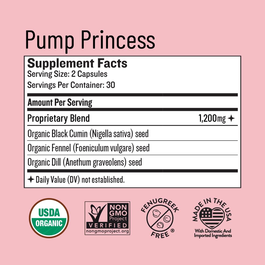 Legendairy Milk Pump Princess Lactation Supplement - Breastfeeding Supplements for Milk Supply Increase and Milkflow - Organic Black Cumin, Fennel and Dill Seeds, Fenugreek Free - 60 Capsules Legendairy MilkBuy Supplements Australia
