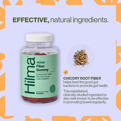 Hilma Prebiotic Fiber Gummies, Daily Fiber Supplement, Gummies for Adults, Supports Gut Health for Women and Promotes Regularity,