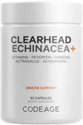 Codeage Clearhead Echinacea+ Supplement - Echinacea, Schisandra, Feverfew, Coptis, American Ginseng, Astragalus, Garlic, Probiotics, Vitamins C & D3, Zinc, Selenium - Clear Head Vitamin - 90 Capsules CodeageBuy Supplements Australia