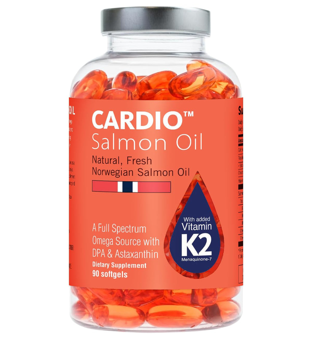 Cardio Omega 3 Fish Oil & Vitamin K2-1000mg, Norwegian Salmon Oil with EPA, DHA, DPA & Astaxanthin, No Fishy Aftertaste, Fatty Acids Supplement - 90 Capsules Hofseth BioCare buy supplements Au