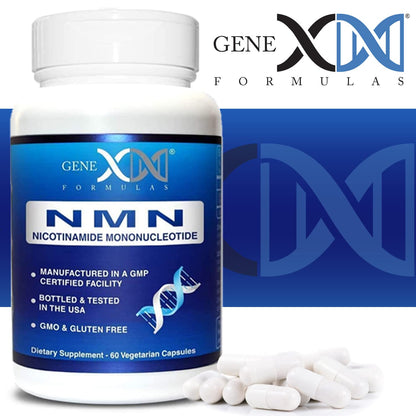 Genex Formulas NMN 250mg - Stabilized Form (60 Capsules), 99% Pure Supplement Capsules for Increased NAD Levels, DNA Repair