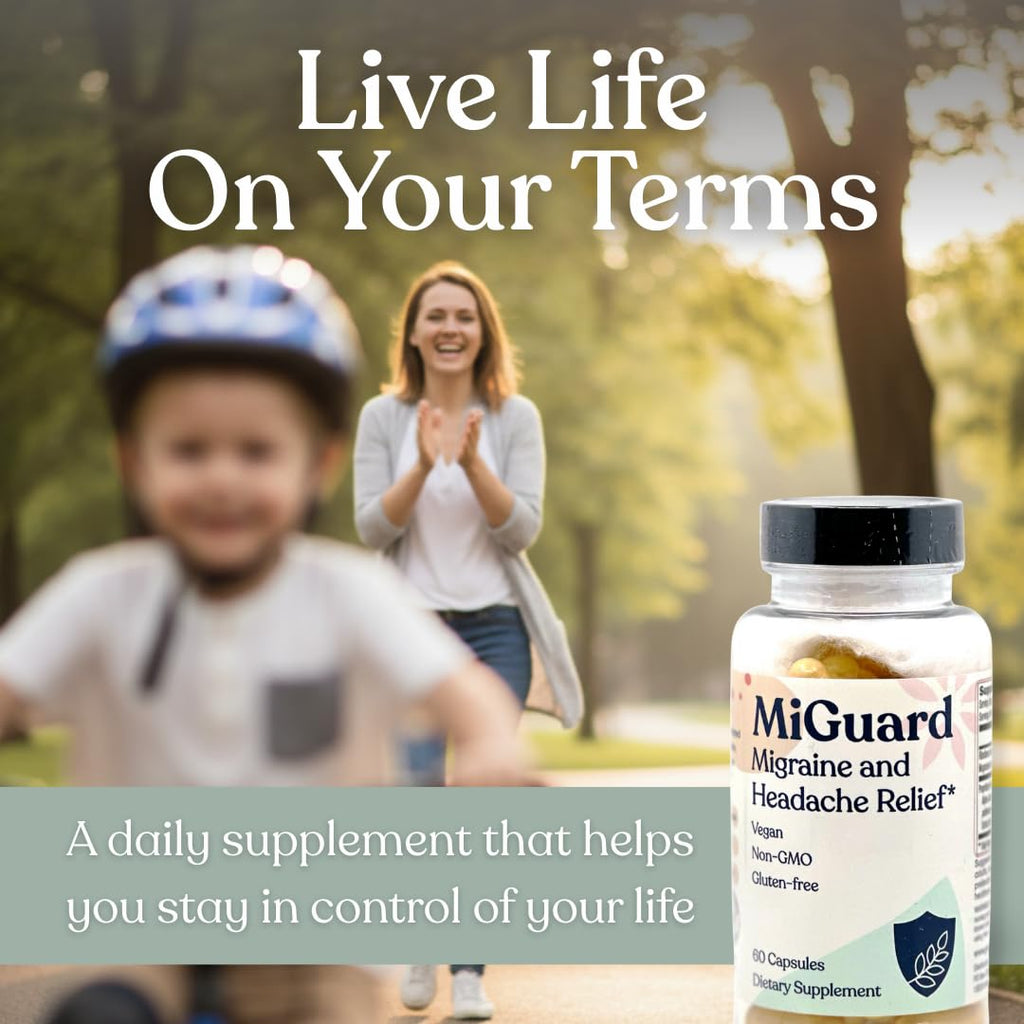 Headache and Migraine Relief Supplements - Drug Free Migraine Prevention Supplement - Natural Supplements for Migraine Headaches - Helps Reduce Frequency & Severity (60 Capsules) MIGUARDBuy Supplements Australia